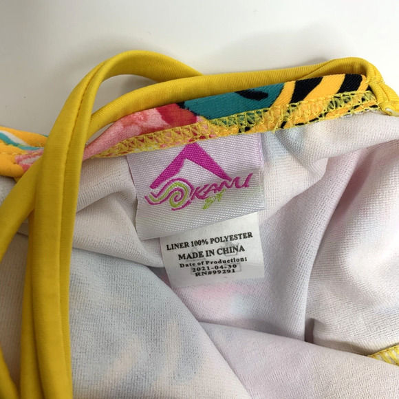 Kanu Surf Girls One Piece Swimsuit Size 6 Yellow Floral Crisscross Straps Tropic - Picture 7 of 9